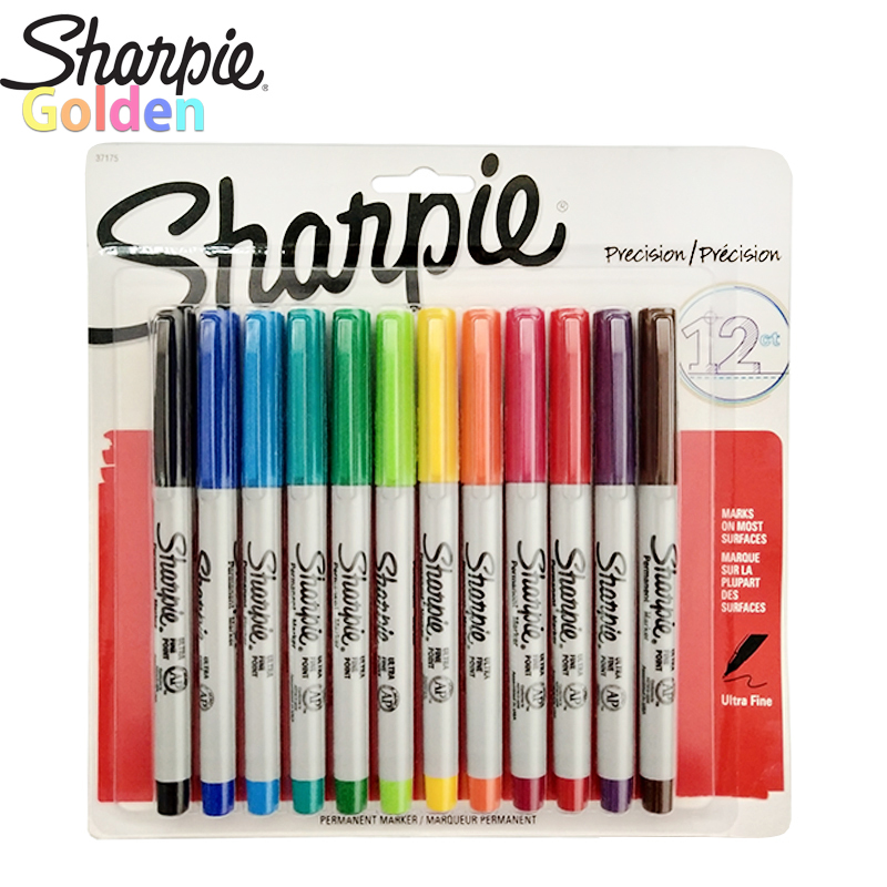 미국  Sharpie 12 색 0.5MM 먼지없는 마커 펜 마킹 펜 Sharpie 37175 마커 컬러 세트 영구 마커 세트